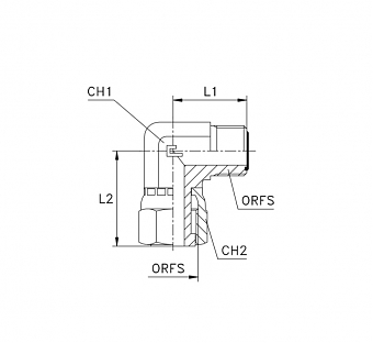 Угольник 90° ORFS 1.7/16"-12 (Ш/Г)