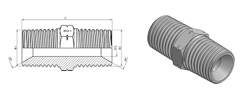 Male NPT 3/8"-3/8" ZnNi (K) Male NPT 3/8"-3/8" ZnNi (K)