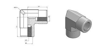 Угольник 90° с внутренней резьбой BSP 1/2"
