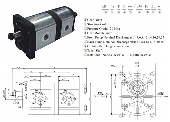 Сдвоенный шестеренный насос CBT-F325/325F1Z1