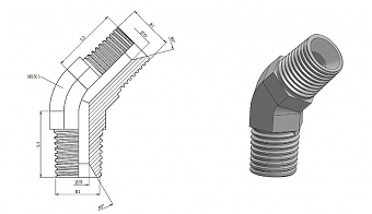 Адаптер 45° NPT 1 (Ш-Ш)