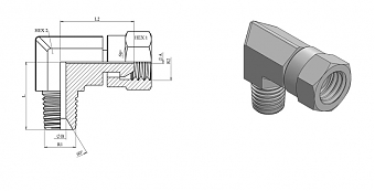 Адаптер 90° NPT3/4" - NPSM3/8" (Ш-Г)